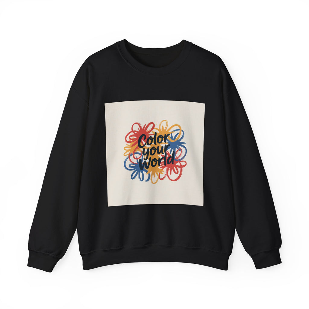 Color Your World Crewneck Sweatshirt — Vibrant Abstract Floral Design