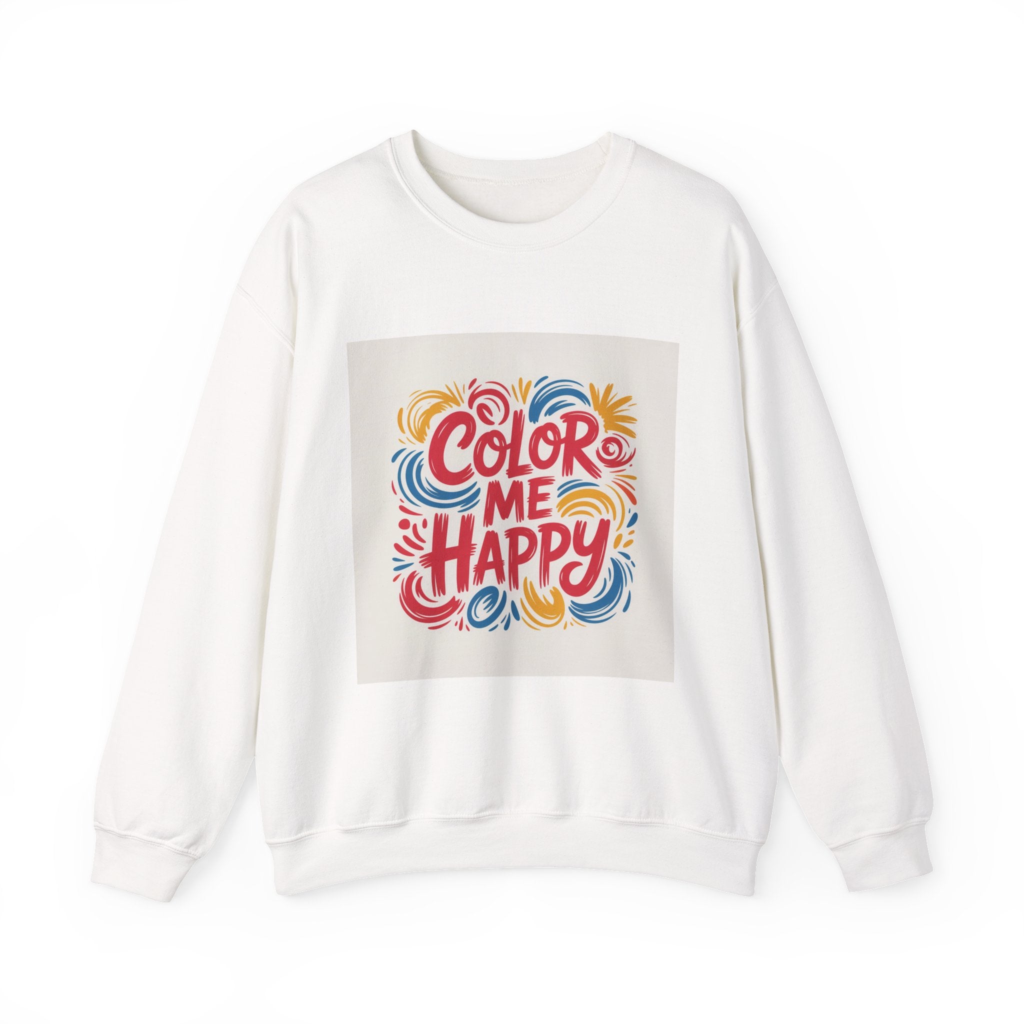 Color Me Happy Crewneck Sweatshirt — Bright Retro Typography Pullover