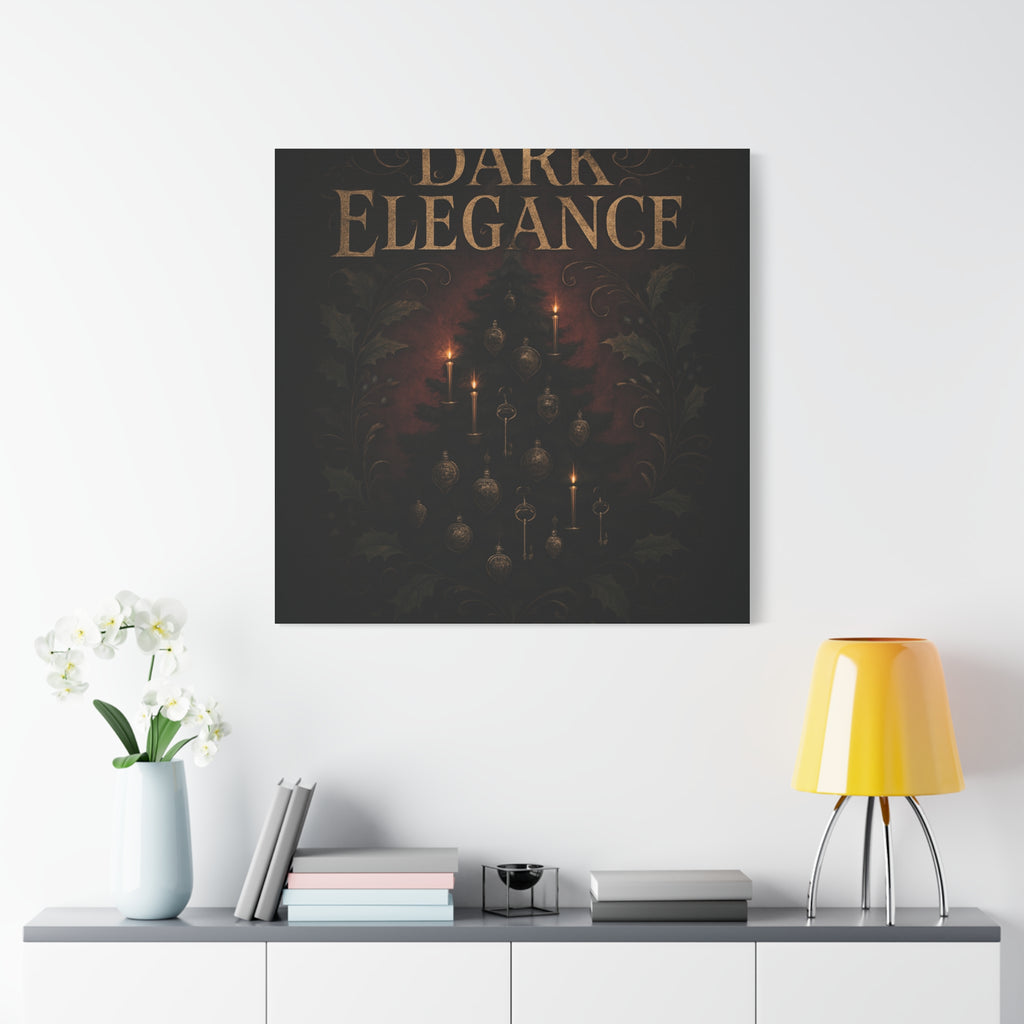 Elegance Christmas Canvas Wall Art — Vintage Candlelit Tree Matte Stretched Print