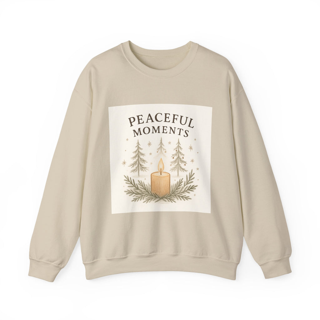 Peaceful Moments Candle Sweatshirt — Cozy Holiday Forest Crewneck
