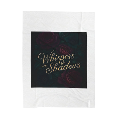 Whispers in Shadows Velveteen Plush Blanket — Dark Floral Gothic Cozy Throw