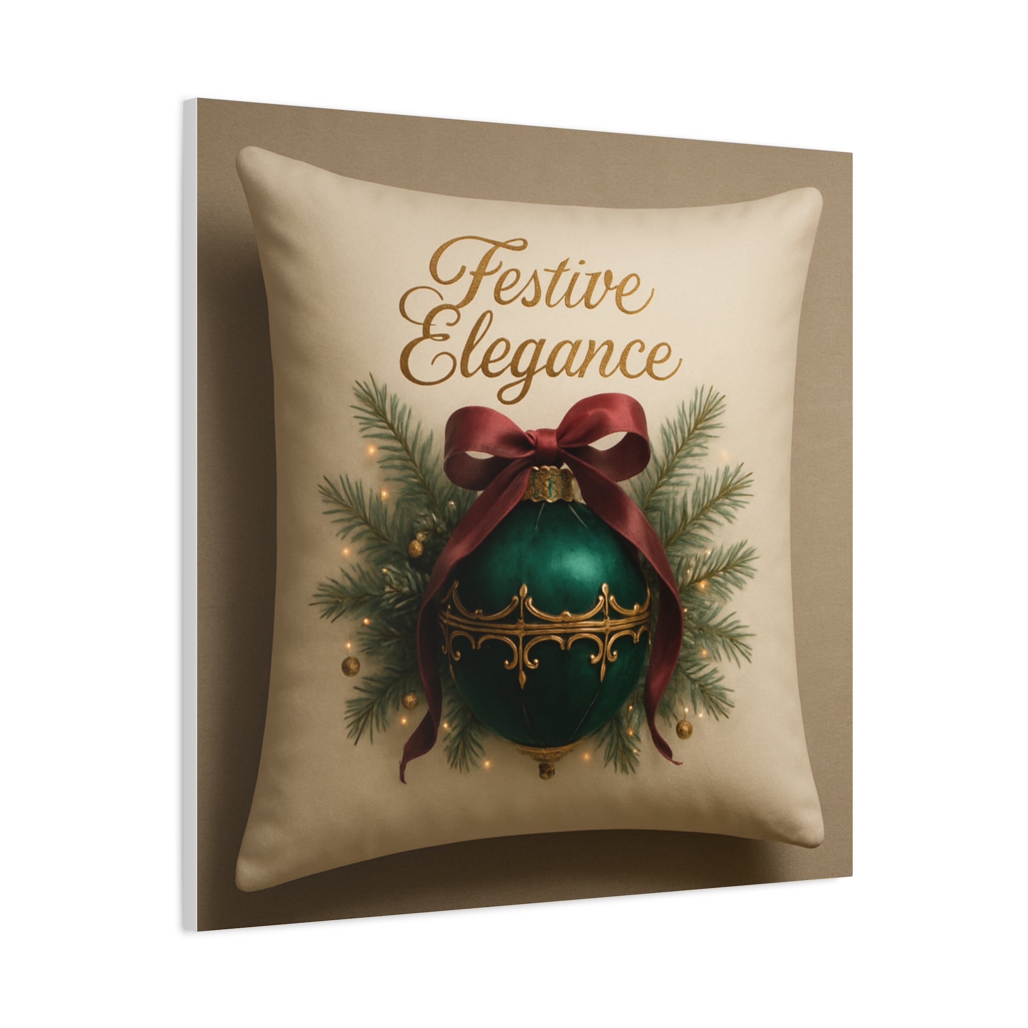 Festive Elegance Christmas Canvas Wall Art — Green Ornament Holiday Decor