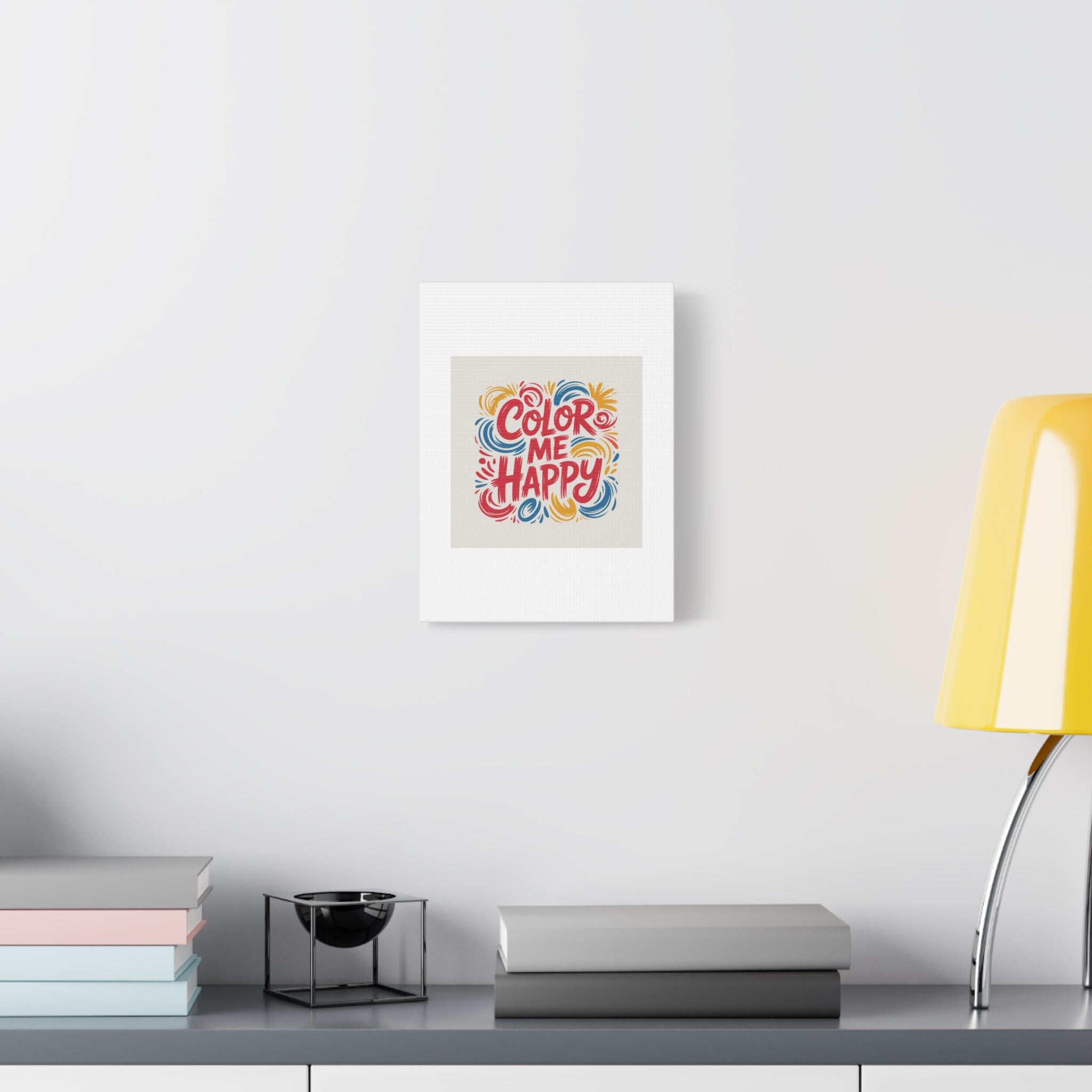 Color Me Happy Canvas Wall Art — Bright Hand-Lettered Inspirational Print