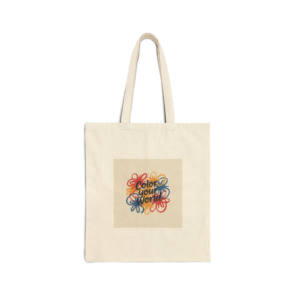 Canvas Tote Bag — “Color Your World” Retro Rainbow Art Tote
