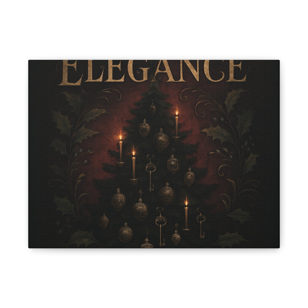 Elegance Christmas Canvas Wall Art — Vintage Candlelit Tree Matte Stretched Print