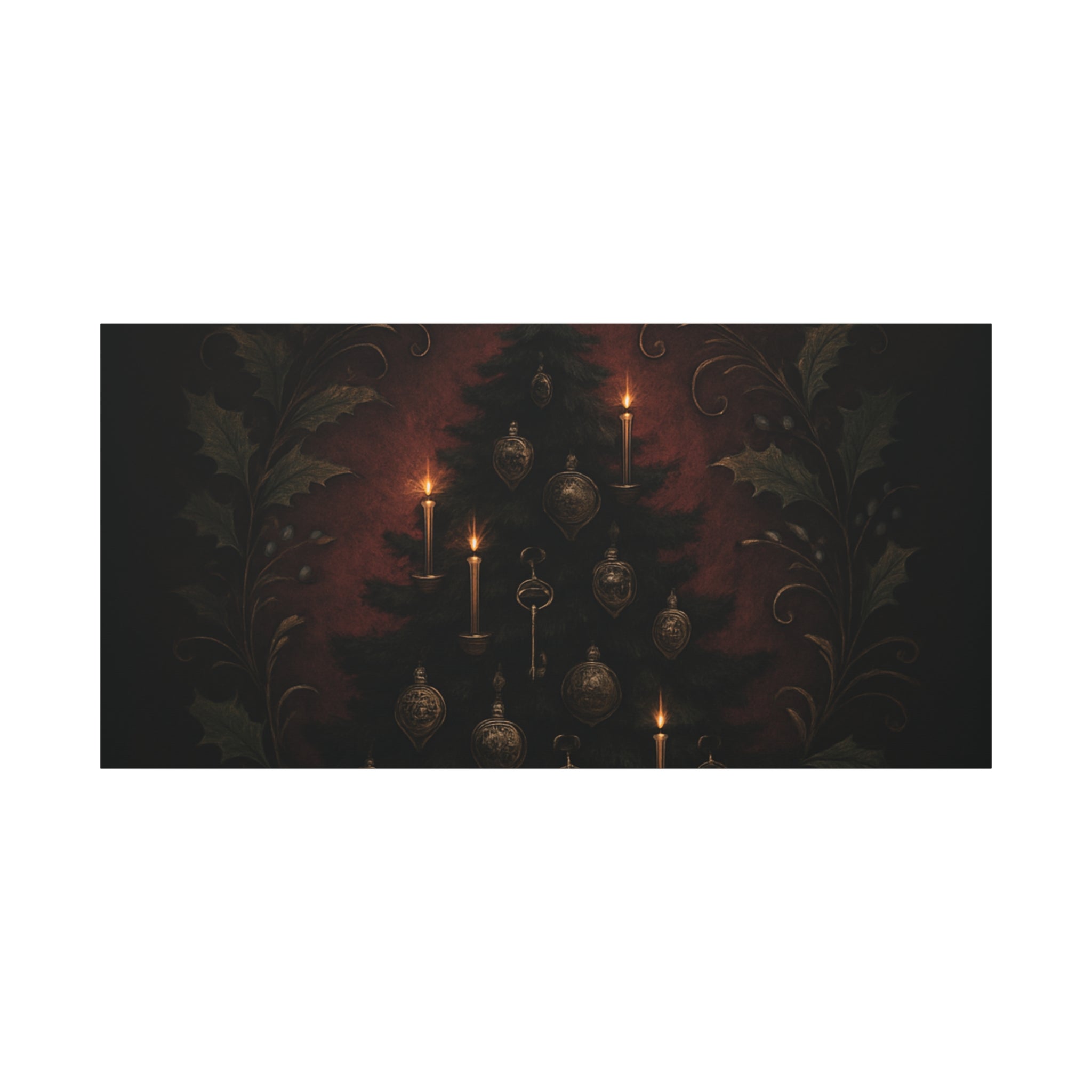 Elegance Christmas Canvas Wall Art — Vintage Candlelit Tree Matte Stretched Print