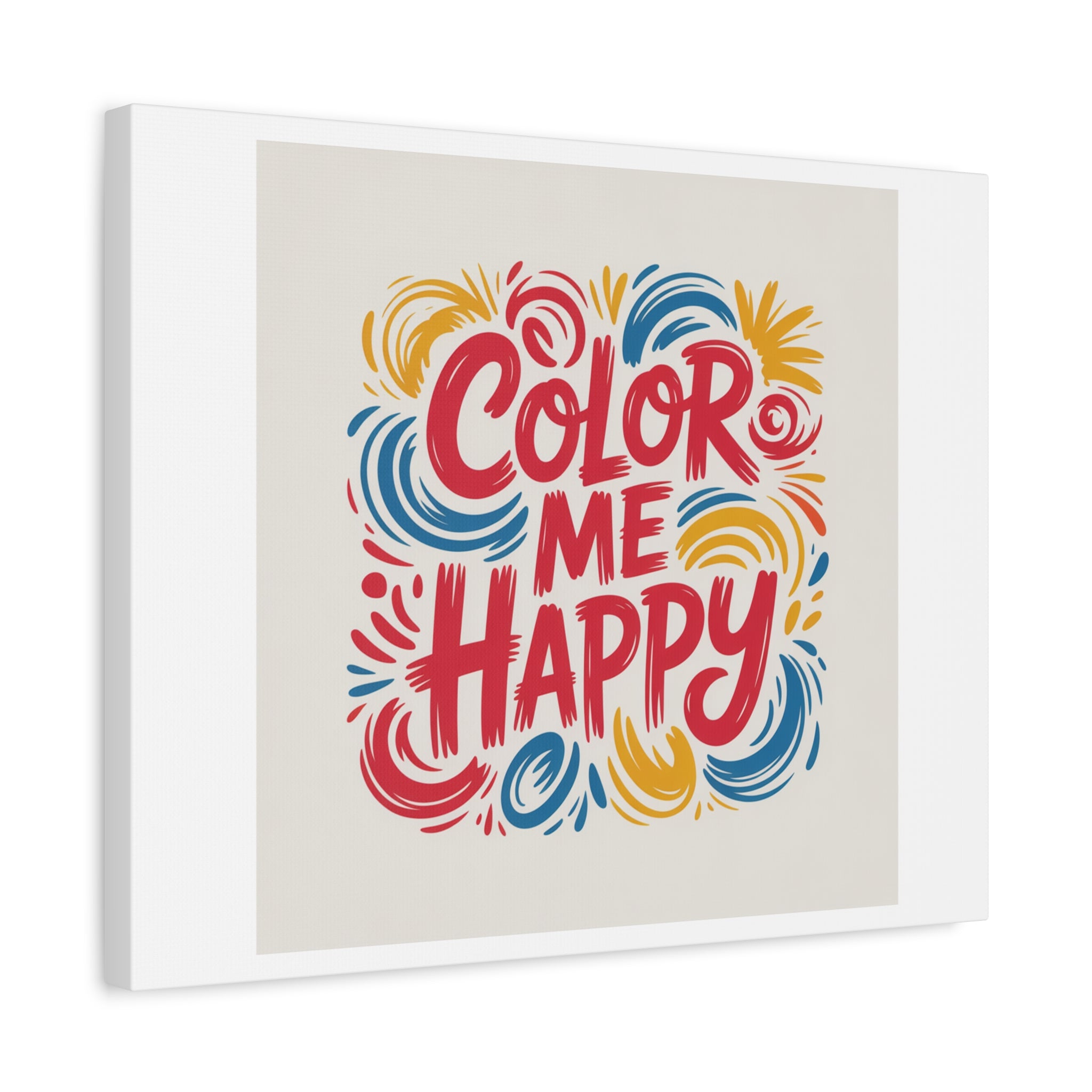 Color Me Happy Canvas Wall Art — Bright Hand-Lettered Inspirational Print