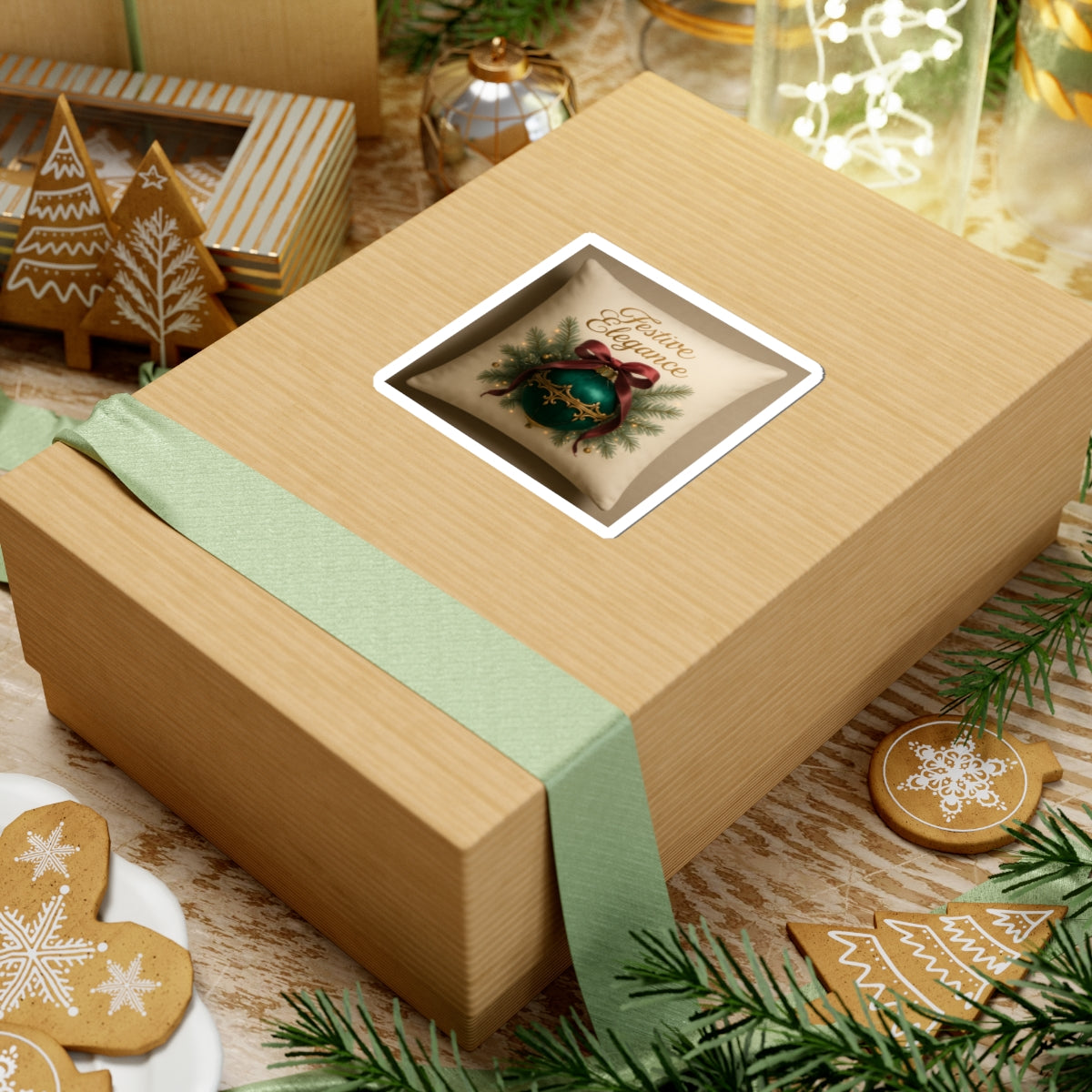 Festive Elegance Holiday Ornament Sticker — Kiss-Cut Christmas Decal