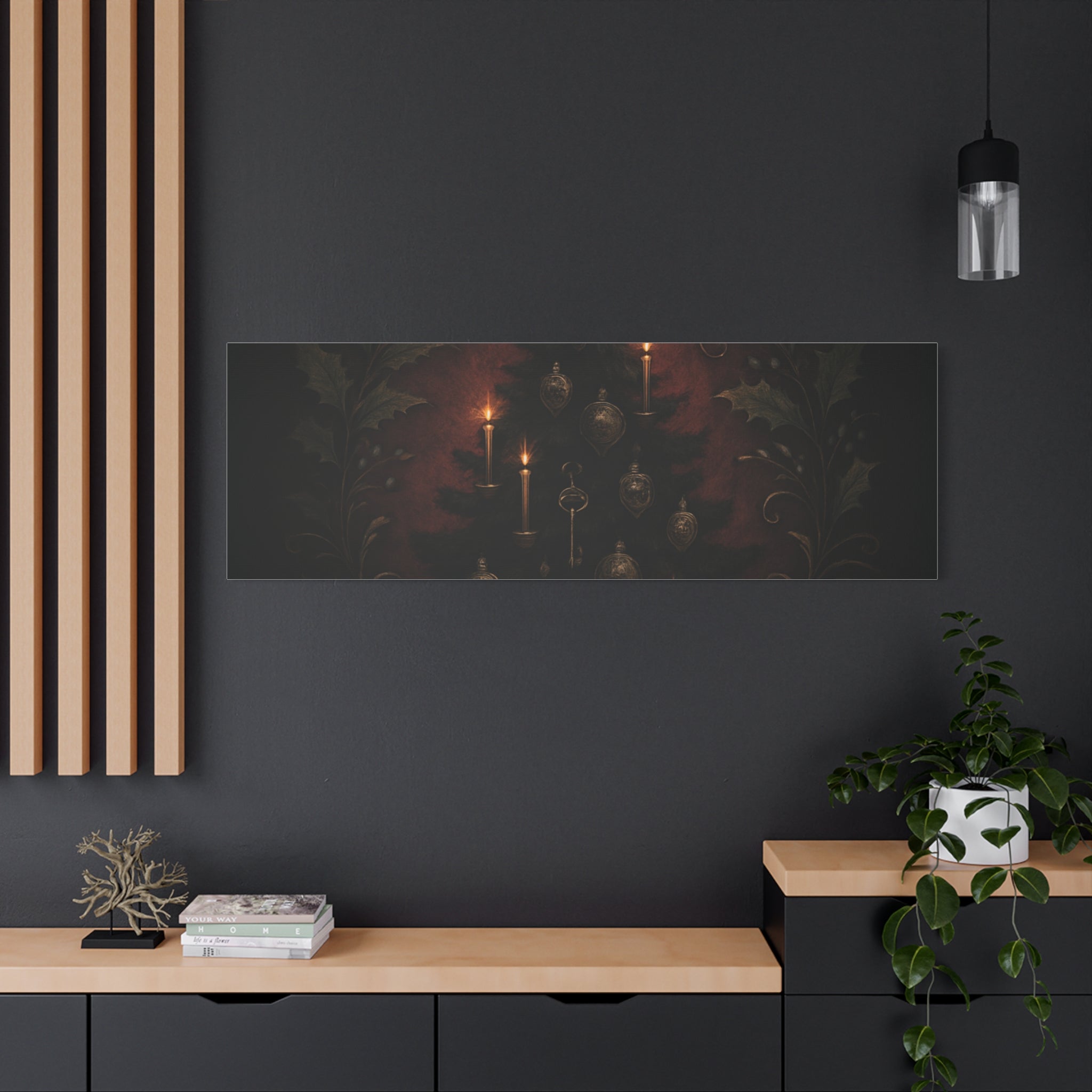 Elegance Christmas Canvas Wall Art — Vintage Candlelit Tree Matte Stretched Print