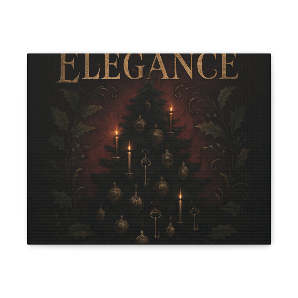 Elegance Christmas Canvas Wall Art — Vintage Candlelit Tree Matte Stretched Print