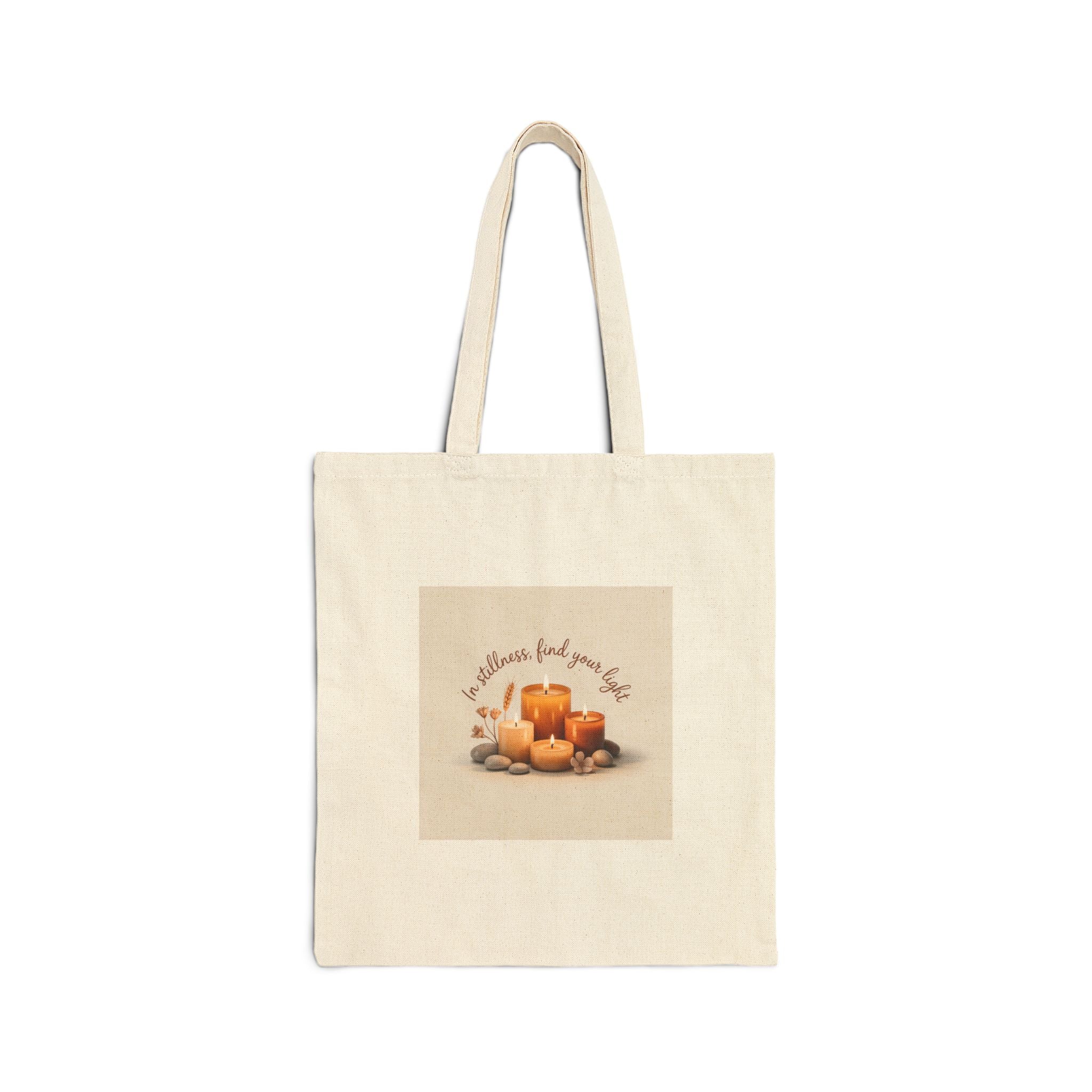 Canvas Tote Bag — "Let the little things find your light" Fall Candle Design