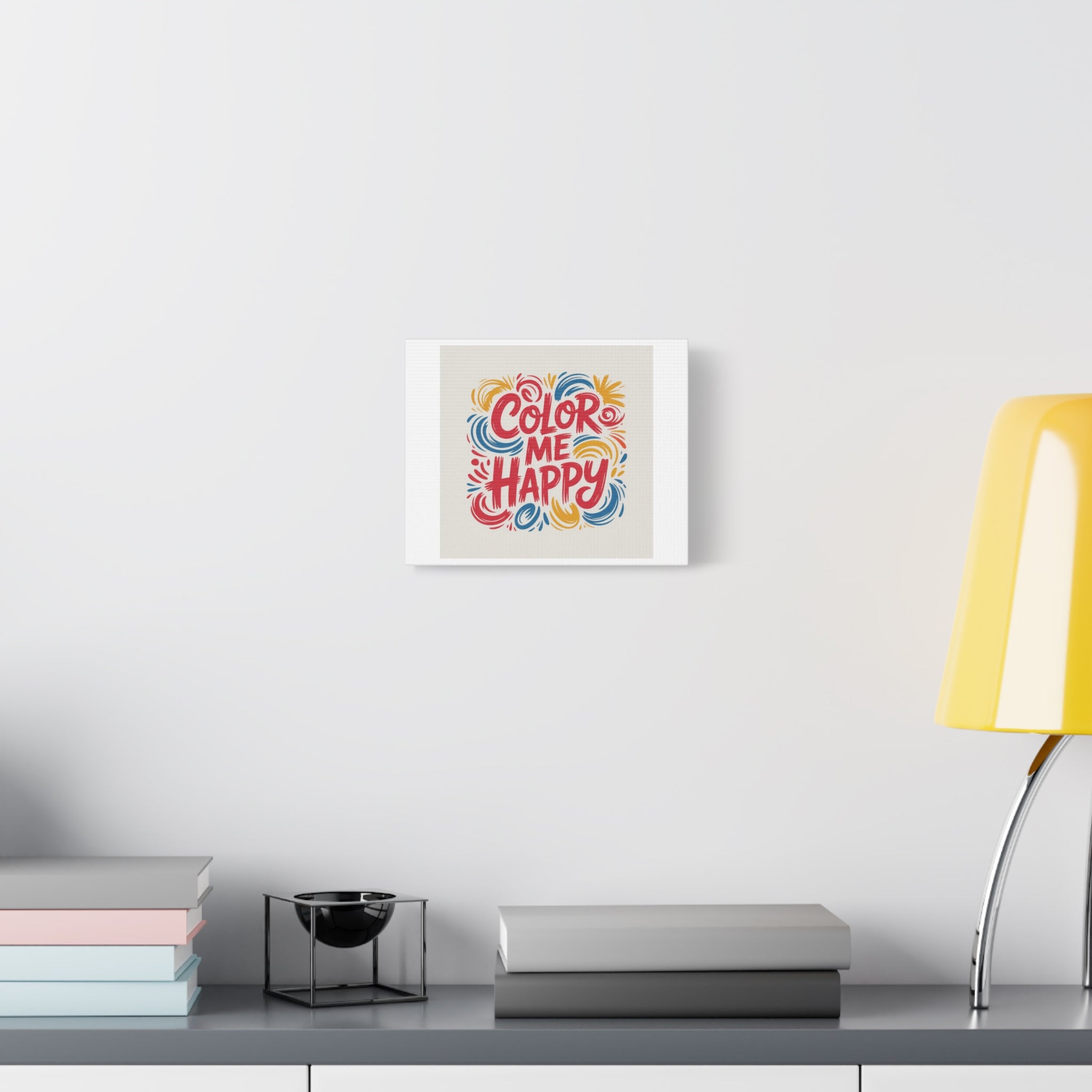 Color Me Happy Canvas Wall Art — Bright Hand-Lettered Inspirational Print
