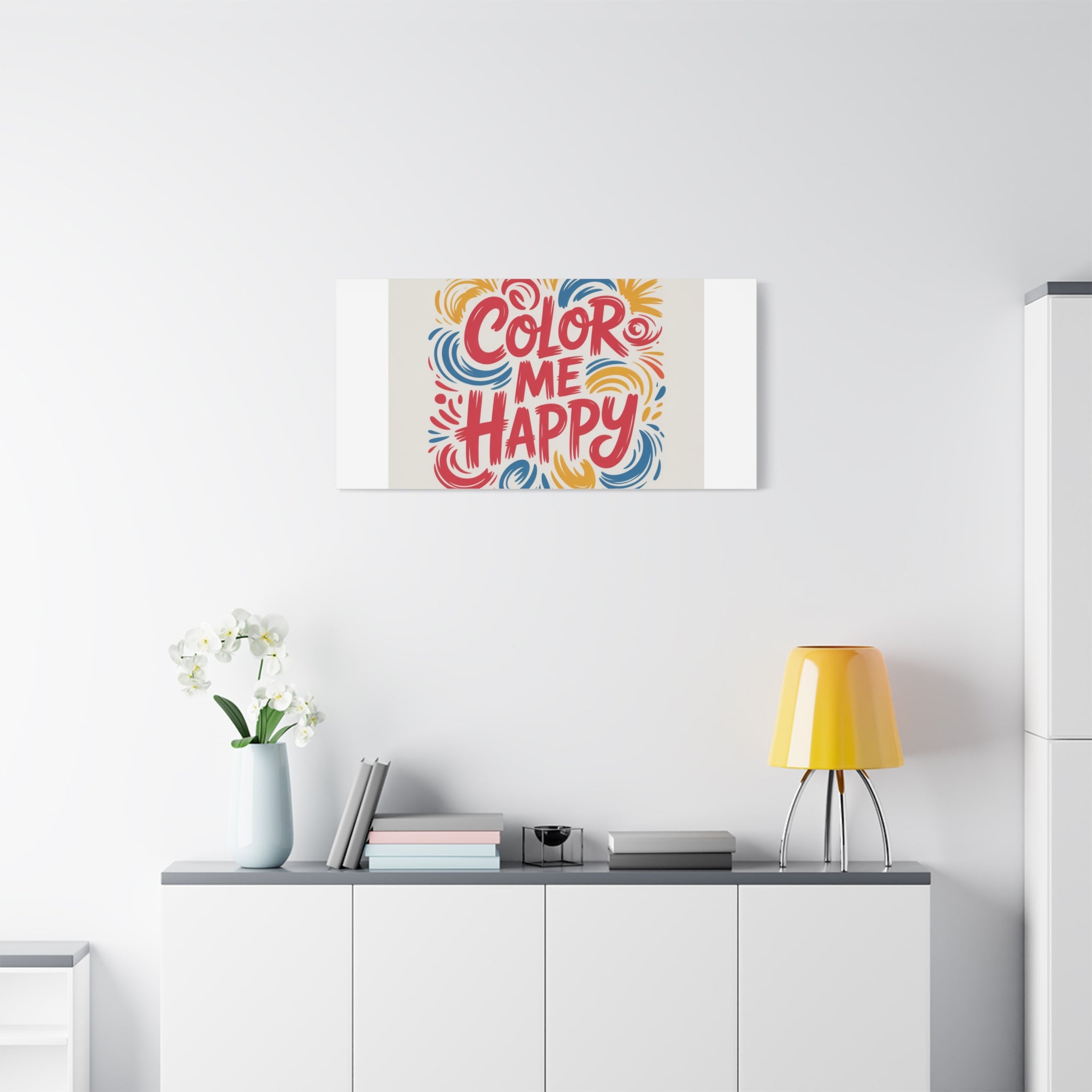 Color Me Happy Canvas Wall Art — Bright Hand-Lettered Inspirational Print