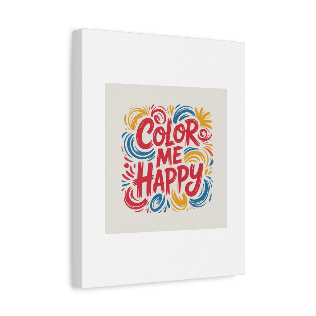 Color Me Happy Canvas Wall Art — Bright Hand-Lettered Inspirational Print