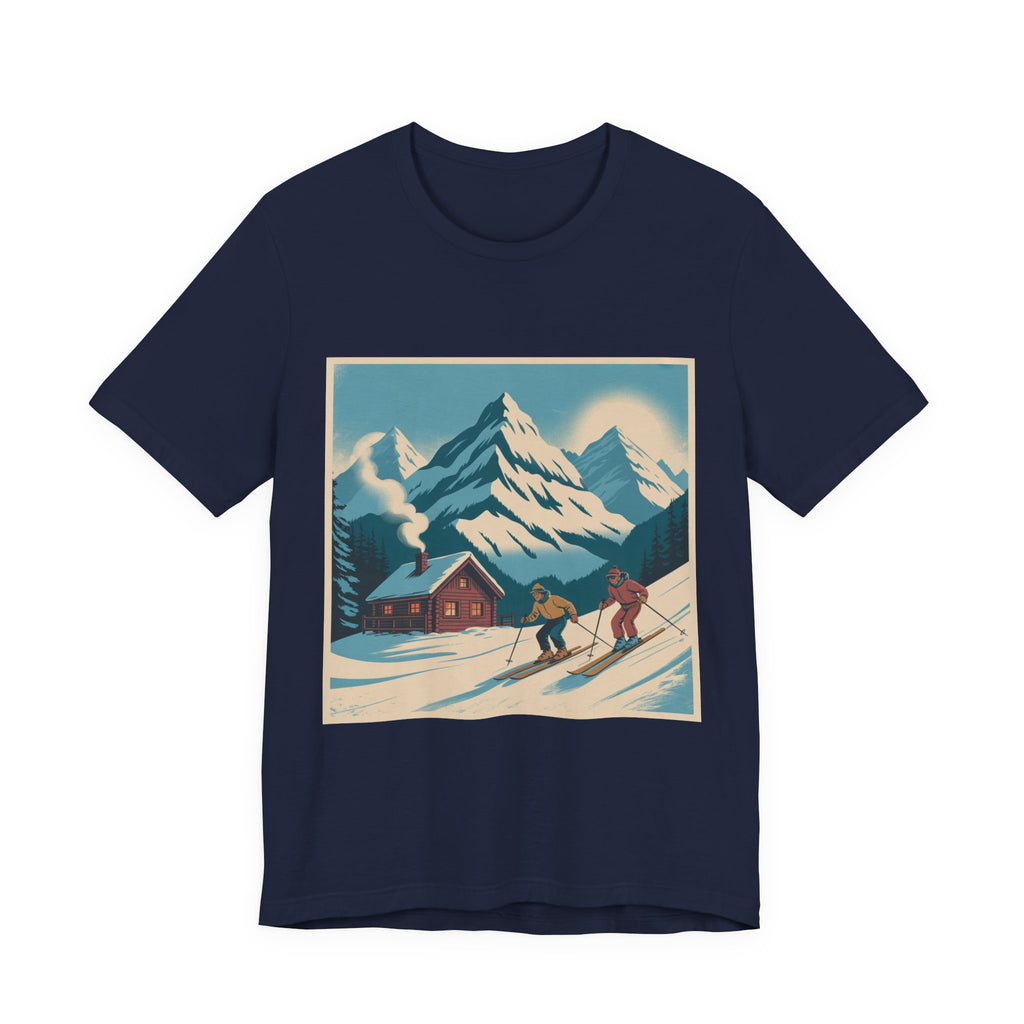 Ski Lodge Vintage Graphic Tee — Retro Mountain Skiers Shirt