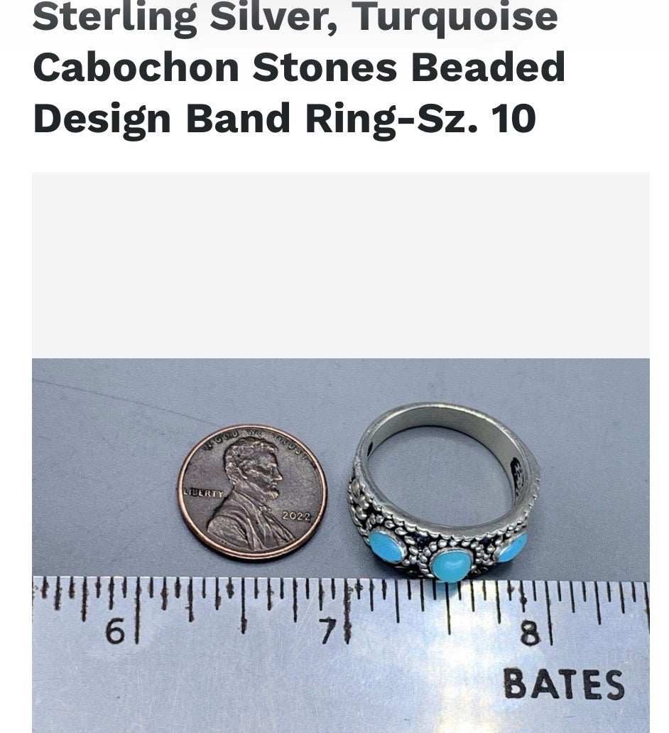 Sleeping beauty turquoise & 925 sterling silver ring sz 9