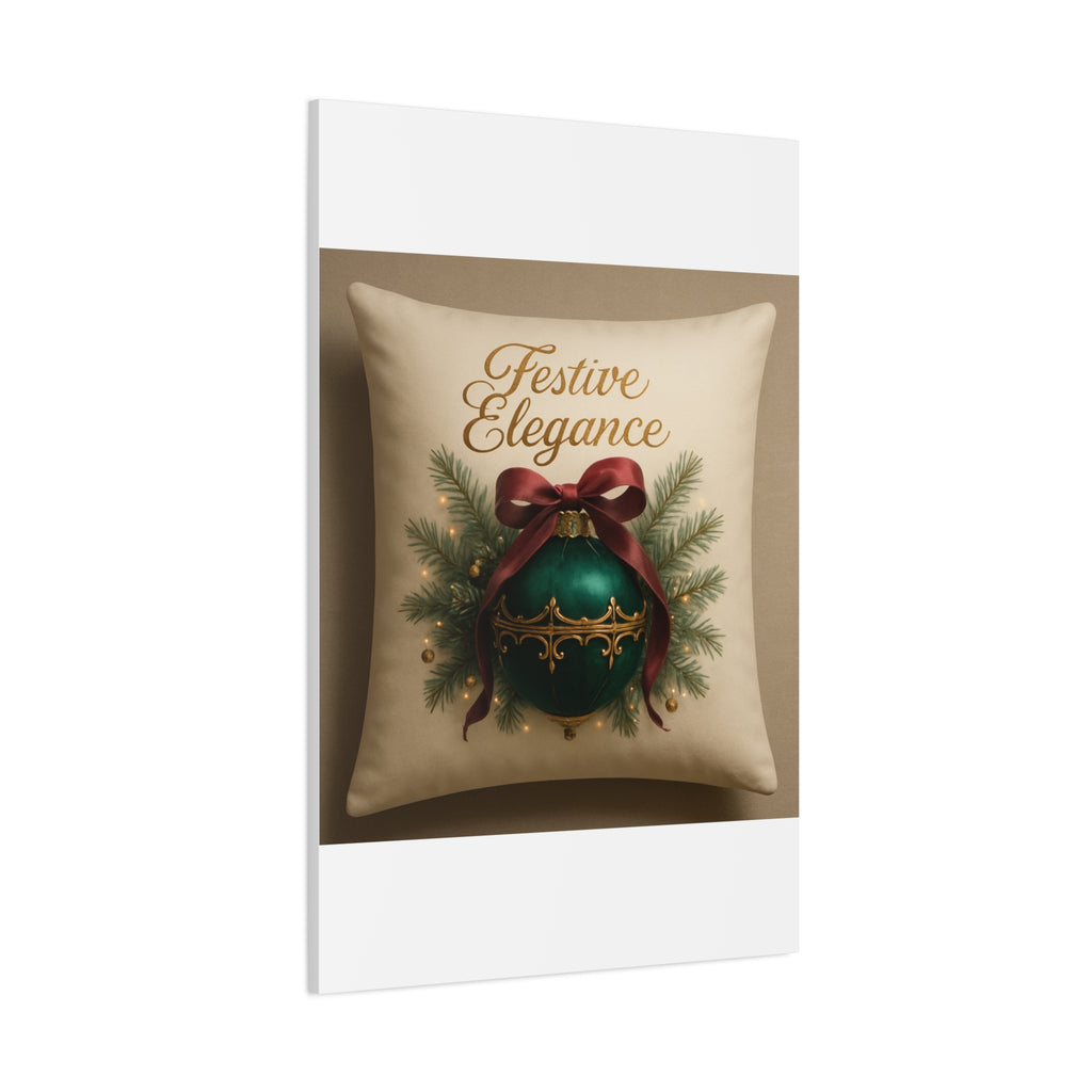 Festive Elegance Christmas Canvas Wall Art — Green Ornament Holiday Decor