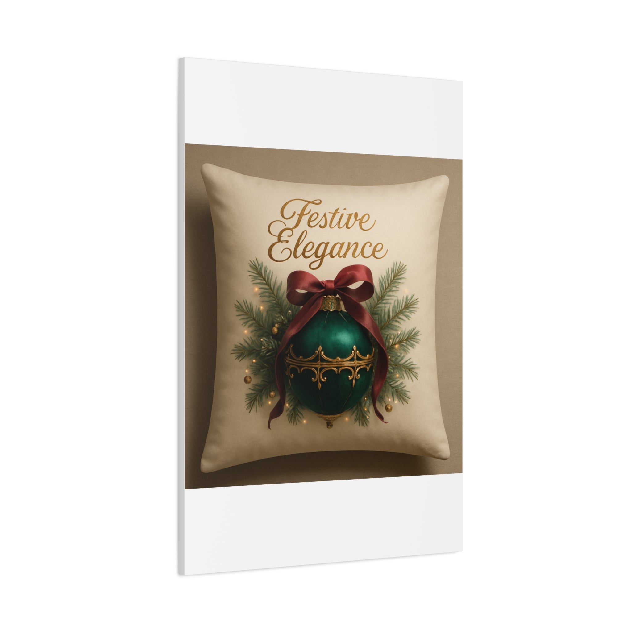 Festive Elegance Christmas Canvas Wall Art — Green Ornament Holiday Decor