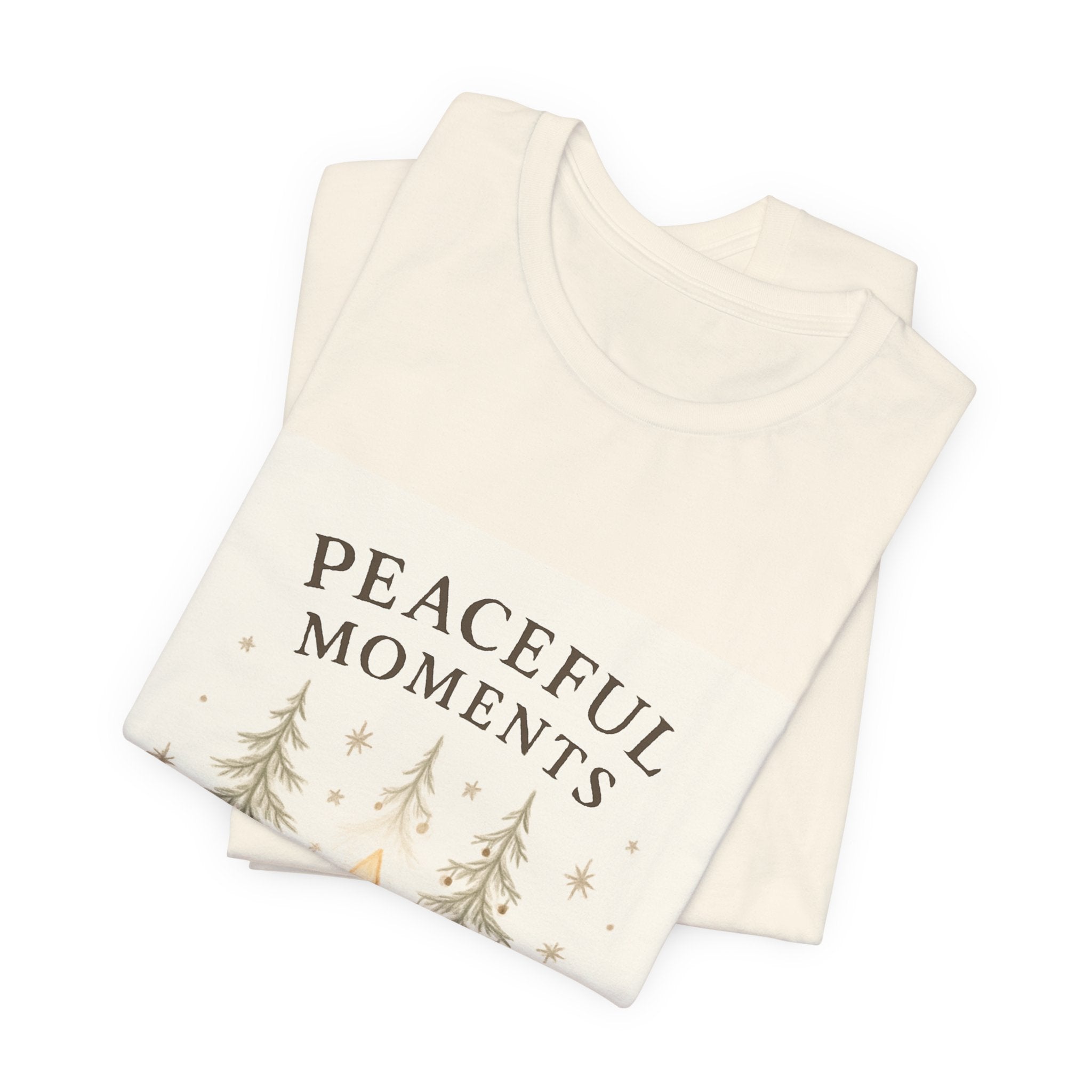Peaceful Moments Candle Tee – Forest Pines Holiday Graphic T-Shirt
