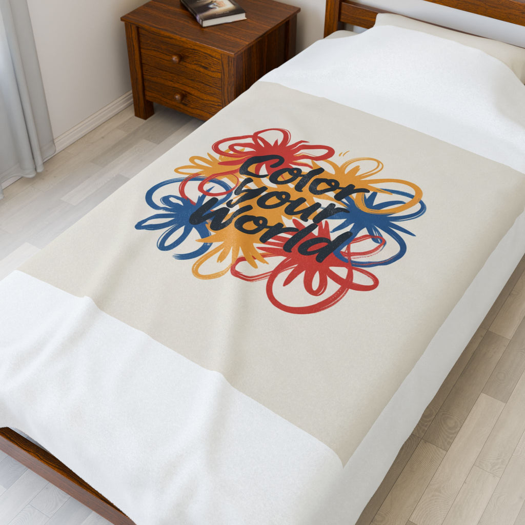 Velveteen Plush Blanket — "Color Your World" Cozy Throw