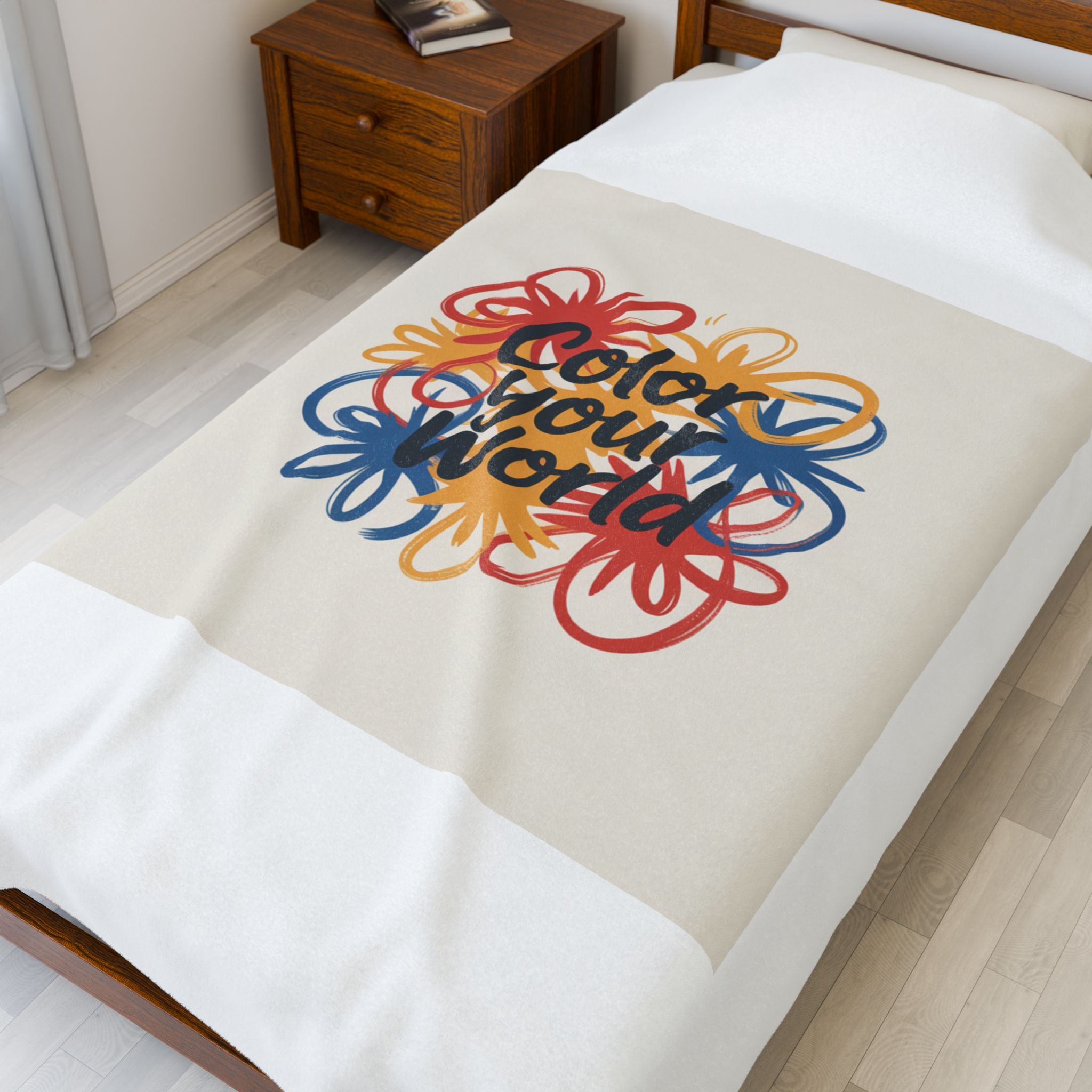 Velveteen Plush Blanket — "Color Your World" Cozy Throw
