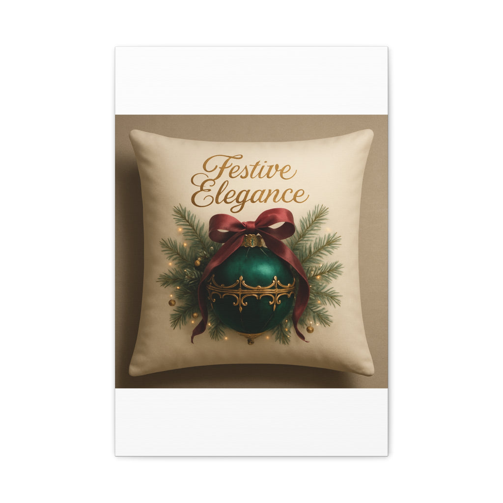 Festive Elegance Christmas Canvas Wall Art — Green Ornament Holiday Decor