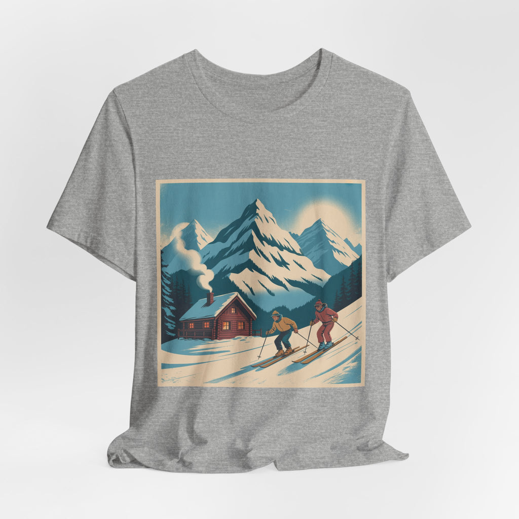 Ski Lodge Vintage Graphic Tee — Retro Mountain Skiers Shirt
