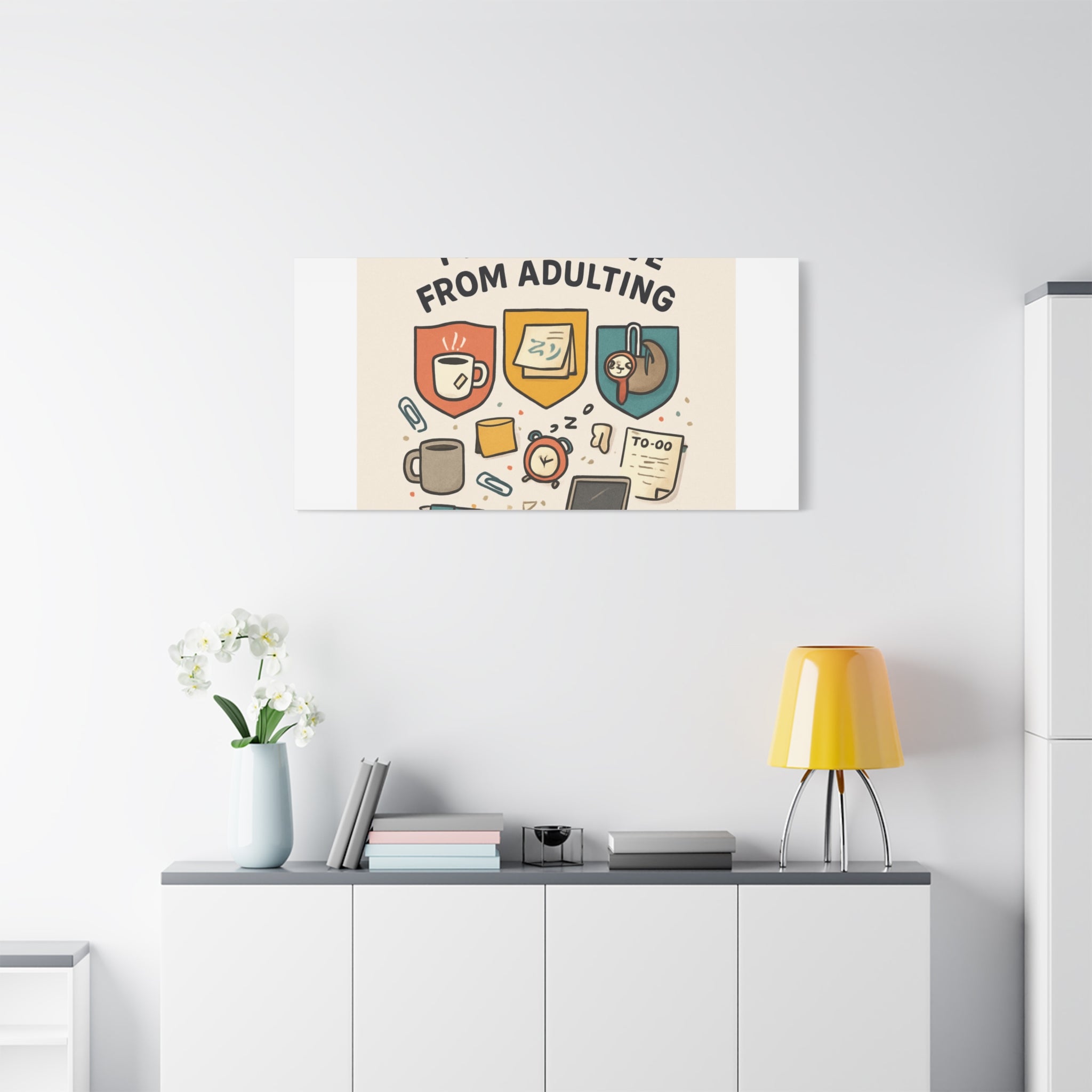 Canvas Wall Art — “I’m On Leave From Adulting” Cute Office Humor Matte Canvas
