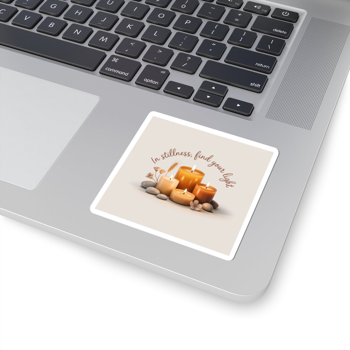 Calming Candle Sticker — "In Stillness, Find Your Light" Aromatic Meditation Decal