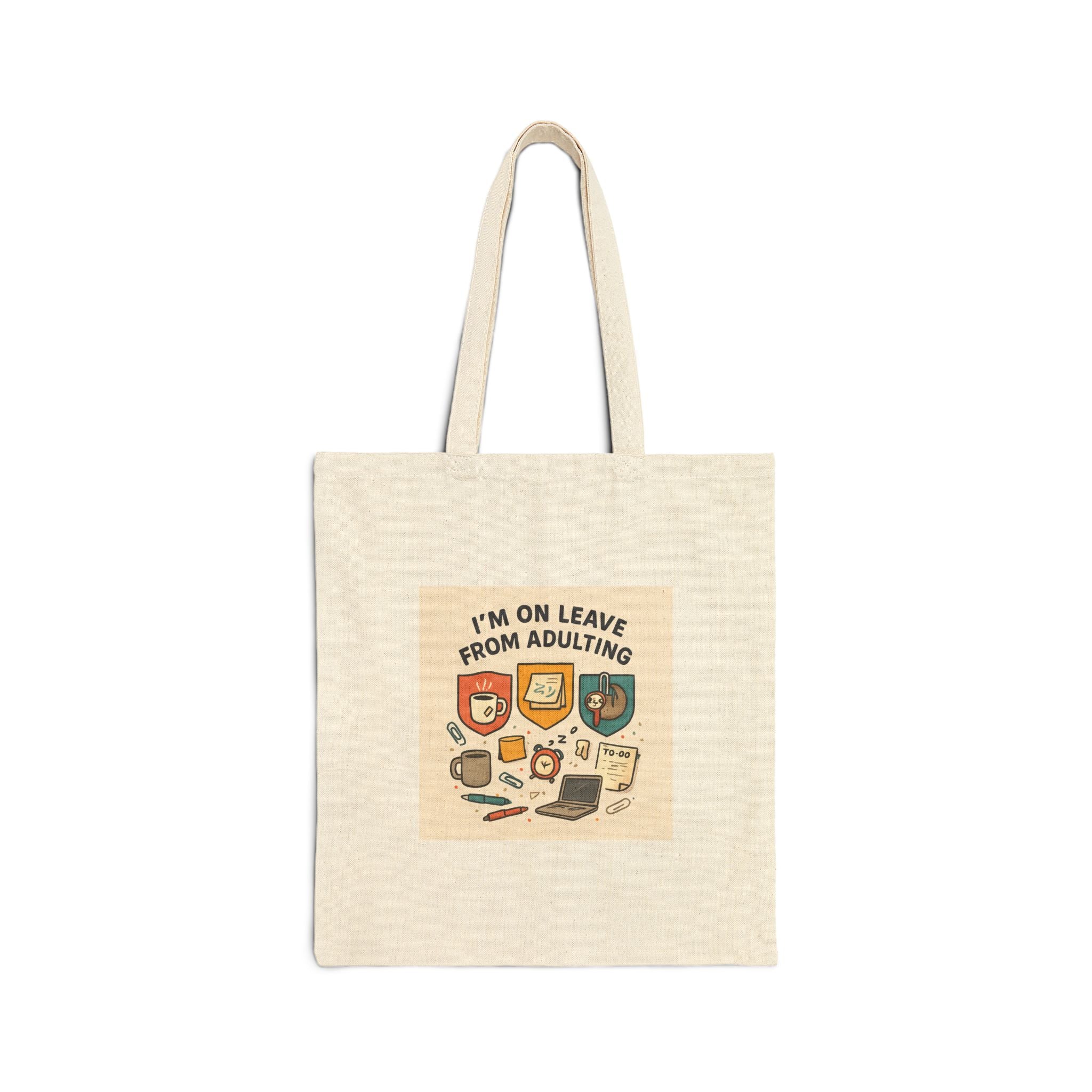 Tote Bag — "I’m On Leave From Adulting" Cute Retro Canvas Tote for Students & Young Adults