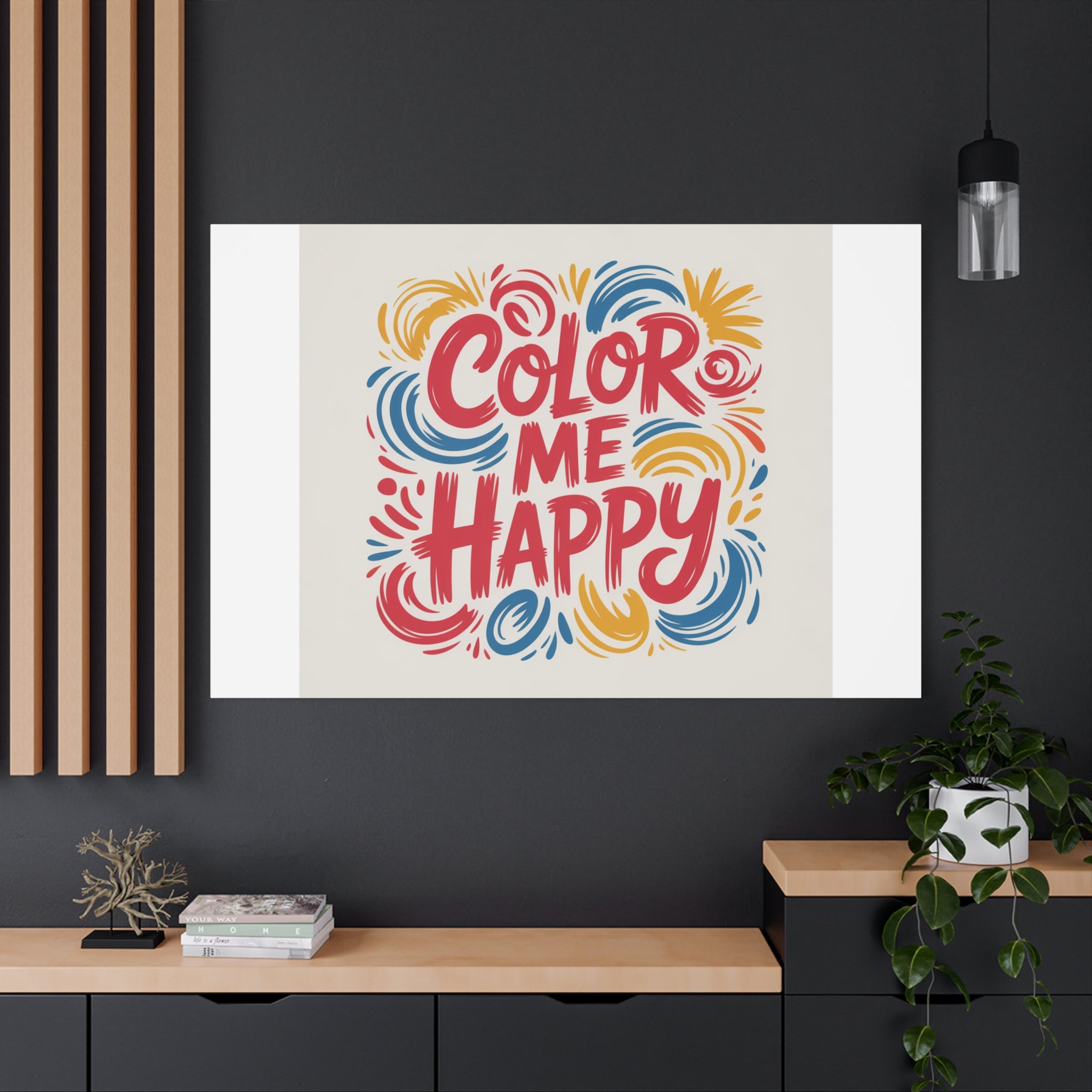 Color Me Happy Canvas Wall Art — Bright Hand-Lettered Inspirational Print