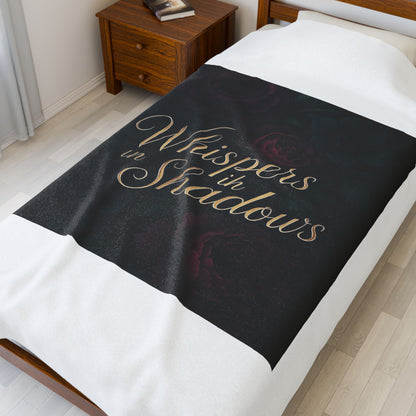 Whispers in Shadows Velveteen Plush Blanket — Dark Floral Gothic Cozy Throw