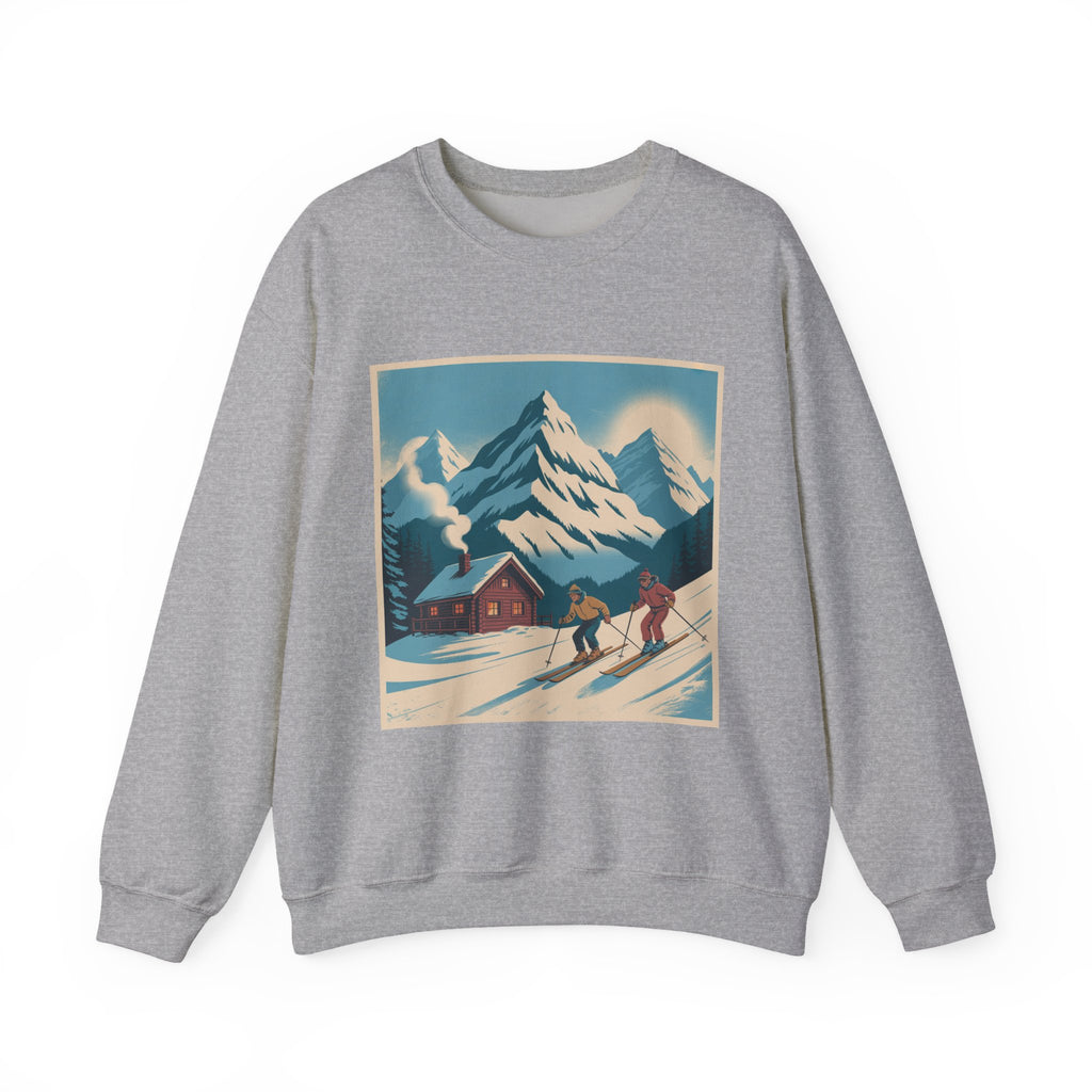 Crewneck Sweatshirt - Retro Ski Mountain Cabin Graphic