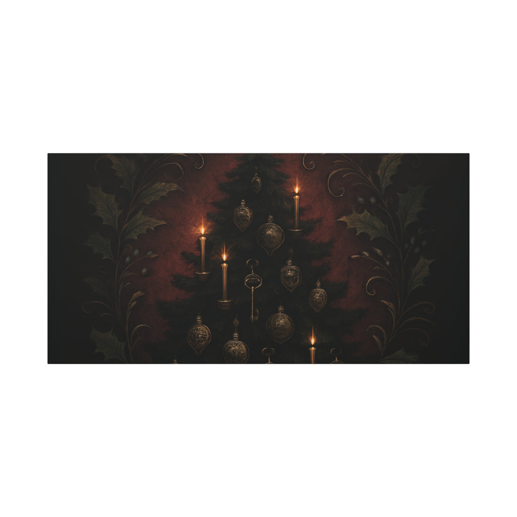 Elegance Christmas Canvas Wall Art — Vintage Candlelit Tree Matte Stretched Print