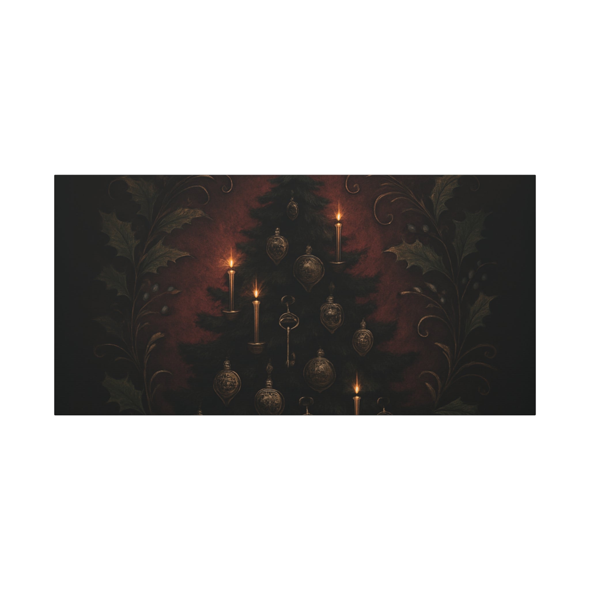 Elegance Christmas Canvas Wall Art — Vintage Candlelit Tree Matte Stretched Print