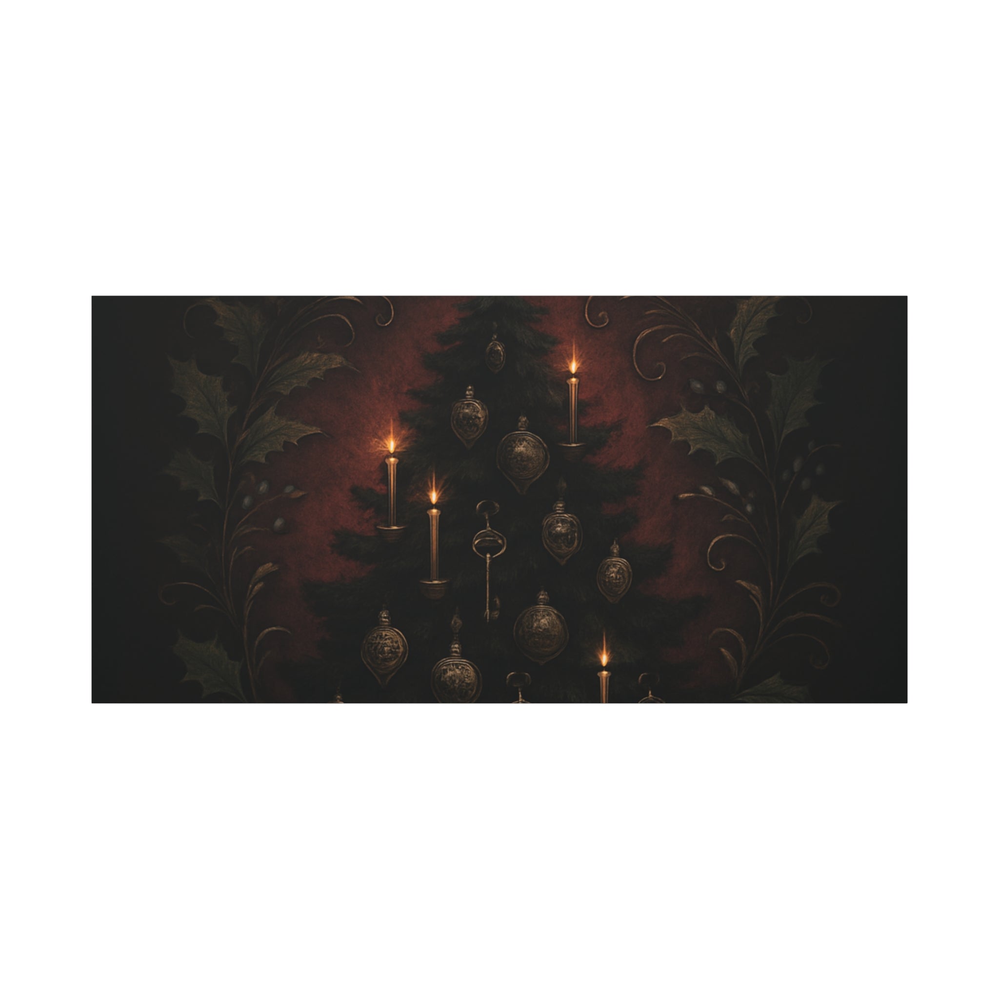 Elegance Christmas Canvas Wall Art — Vintage Candlelit Tree Matte Stretched Print