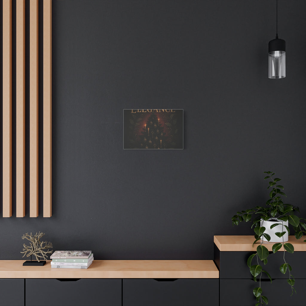 Elegance Christmas Canvas Wall Art — Vintage Candlelit Tree Matte Stretched Print