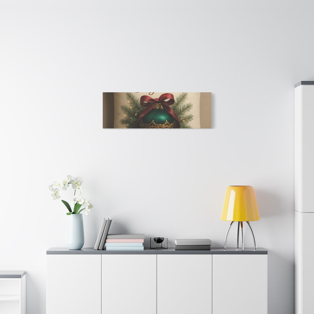 Festive Elegance Christmas Canvas Wall Art — Green Ornament Holiday Decor