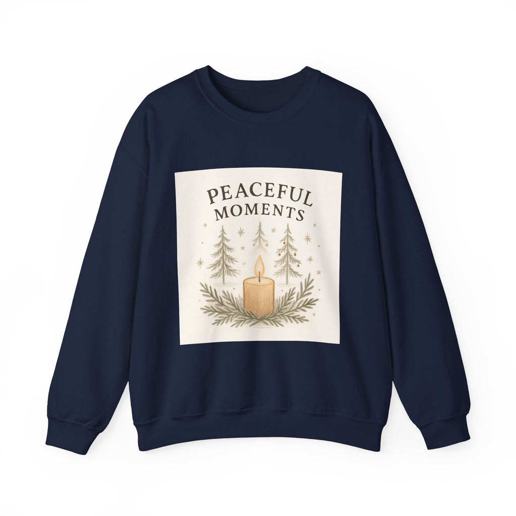 Peaceful Moments Candle Sweatshirt — Cozy Holiday Forest Crewneck