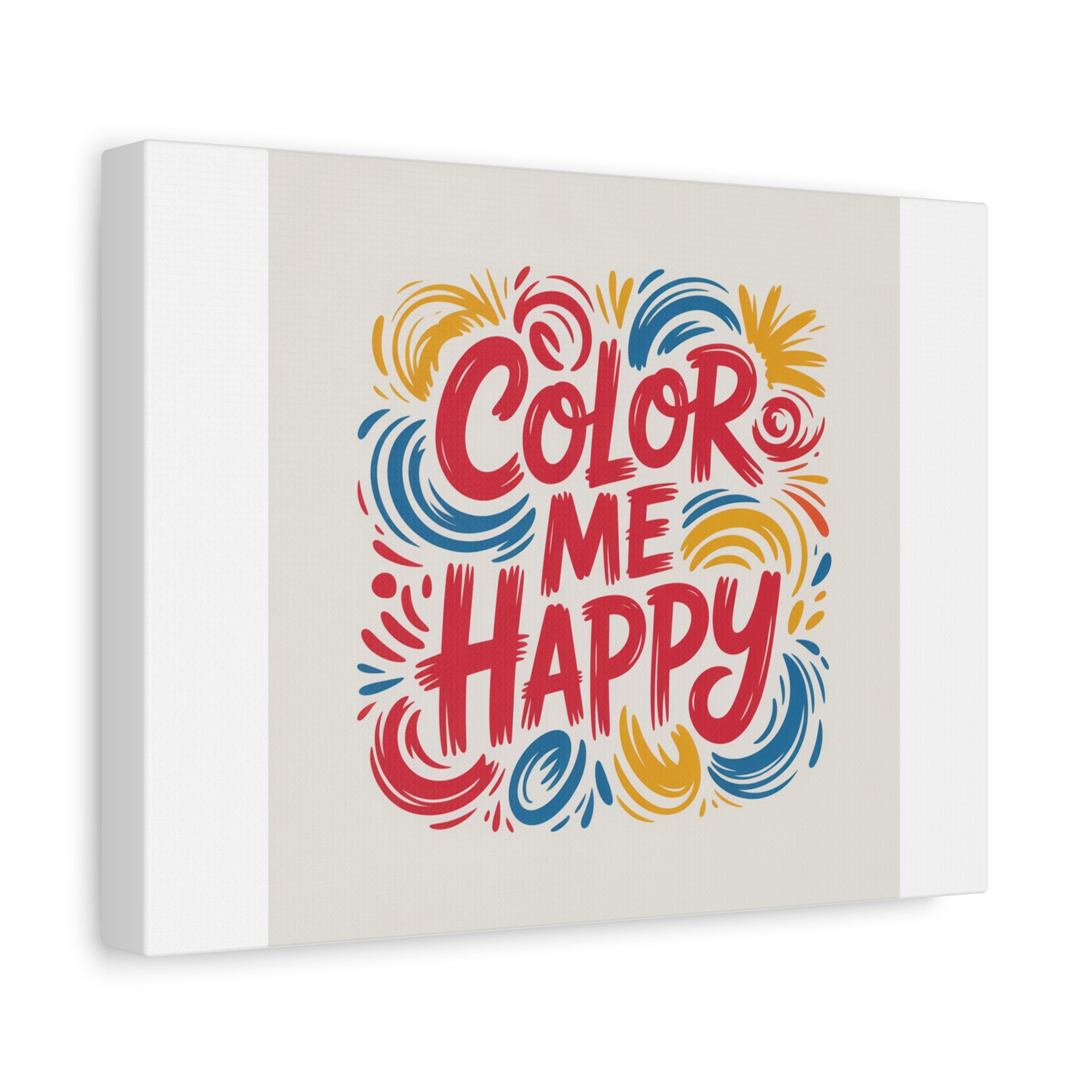 Color Me Happy Canvas Wall Art — Bright Hand-Lettered Inspirational Print