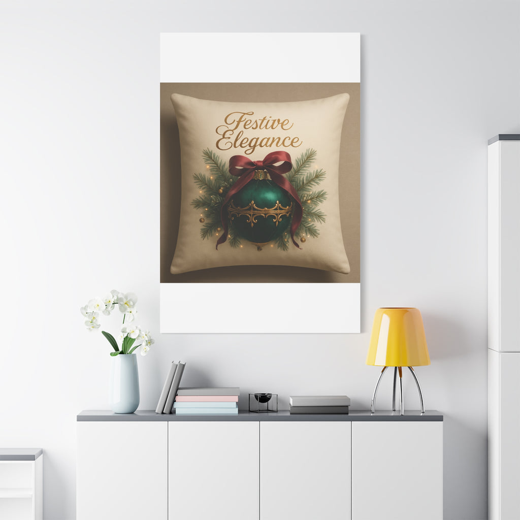 Festive Elegance Christmas Canvas Wall Art — Green Ornament Holiday Decor