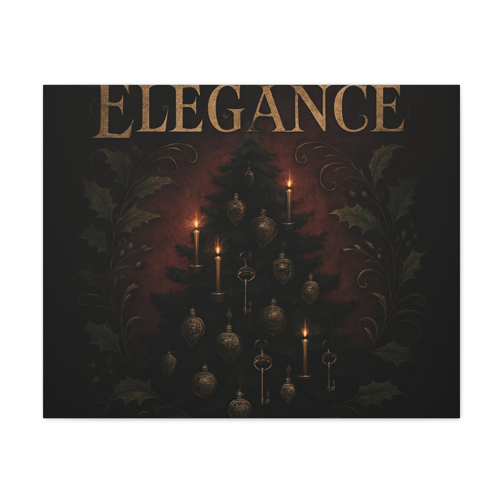Elegance Christmas Canvas Wall Art — Vintage Candlelit Tree Matte Stretched Print
