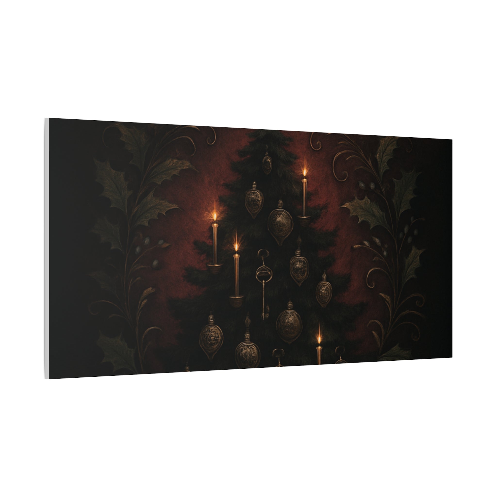 Elegance Christmas Canvas Wall Art — Vintage Candlelit Tree Matte Stretched Print