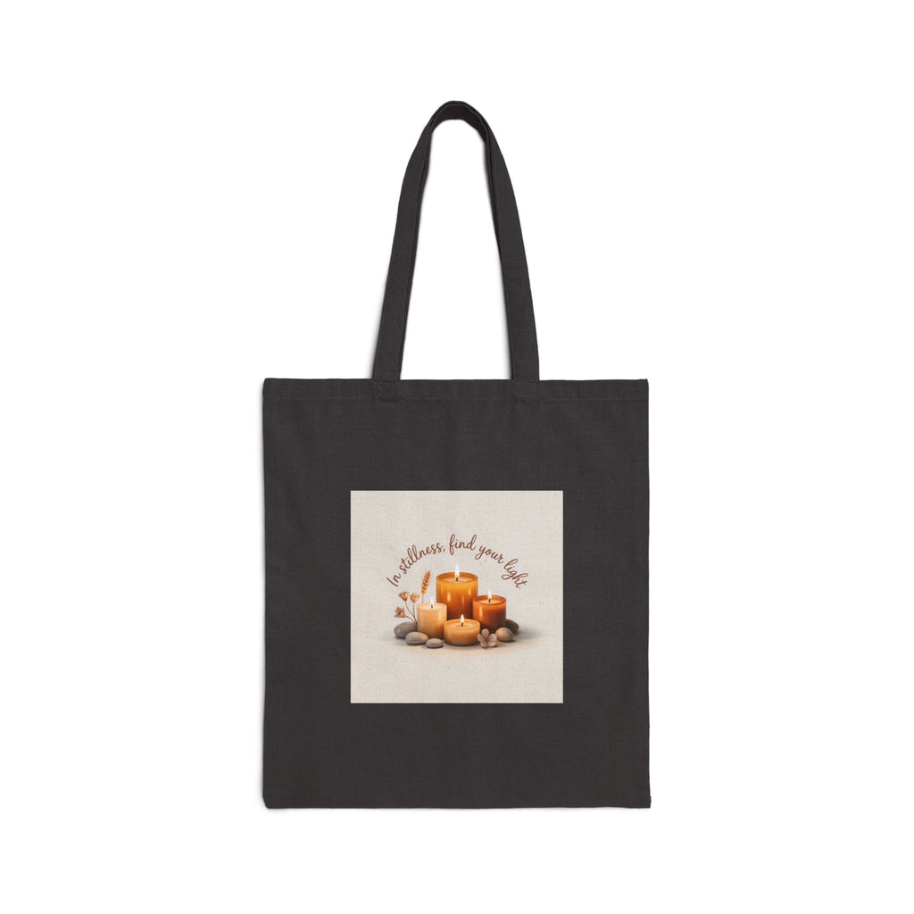 Canvas Tote Bag — "Let the little things find your light" Fall Candle Design