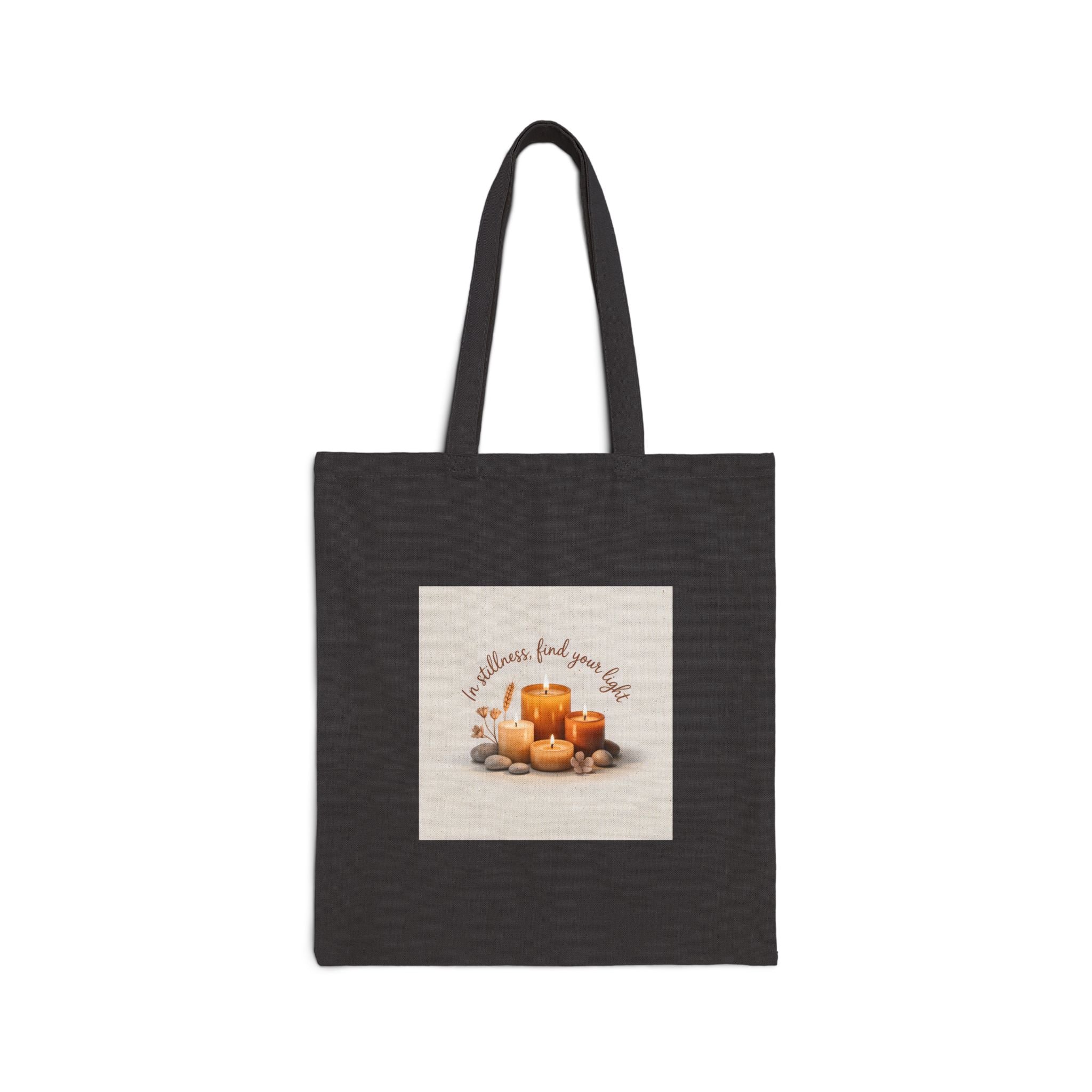 Canvas Tote Bag — "Let the little things find your light" Fall Candle Design