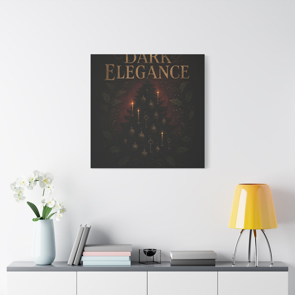 Elegance Christmas Canvas Wall Art — Vintage Candlelit Tree Matte Stretched Print