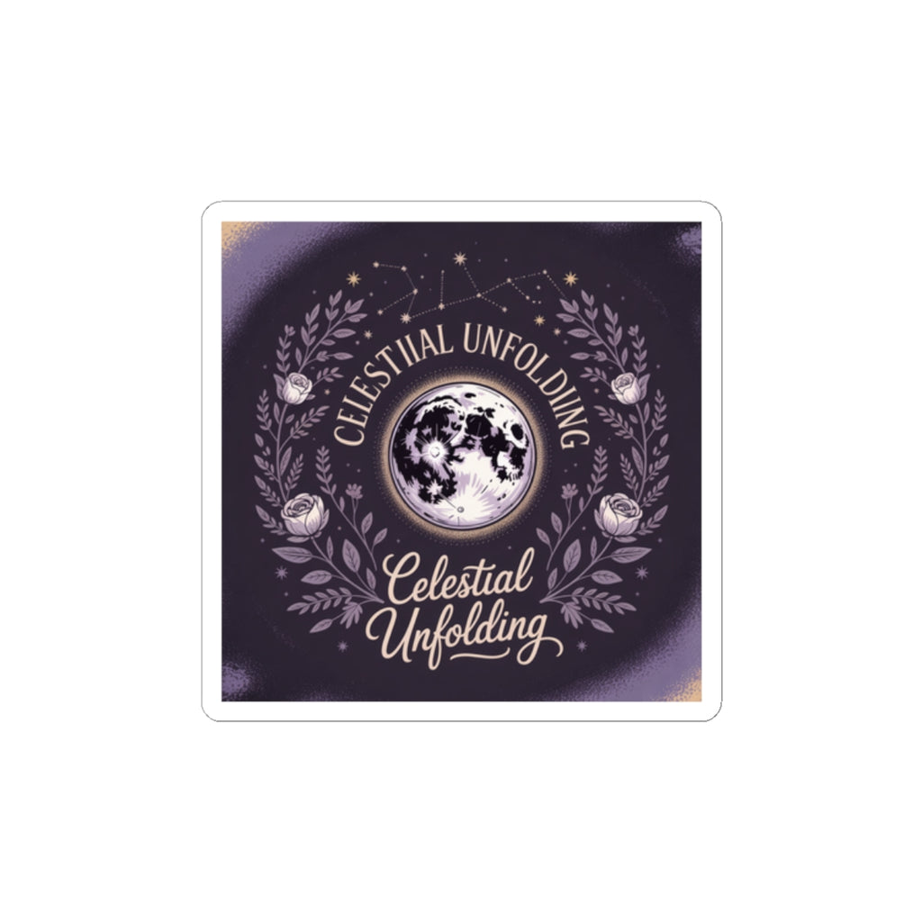 Celestial Unfolding Moon Sticker — Mystical Floral Laptop Decal