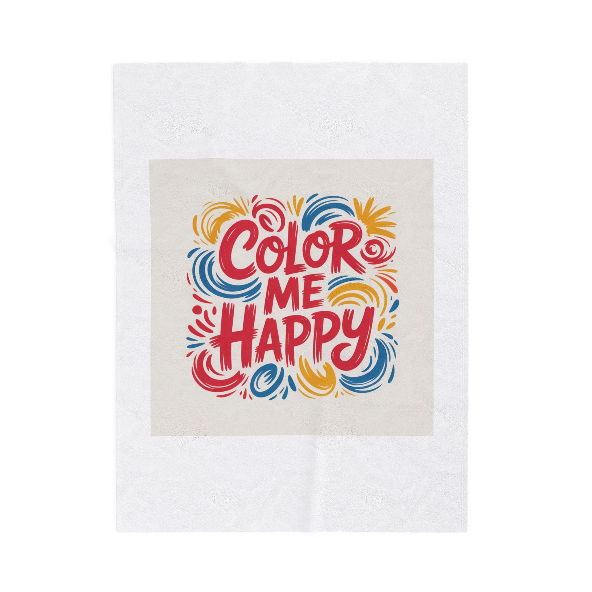 Color Me Happy Velveteen Plush Blanket — Bright Cheer Graphic Throw