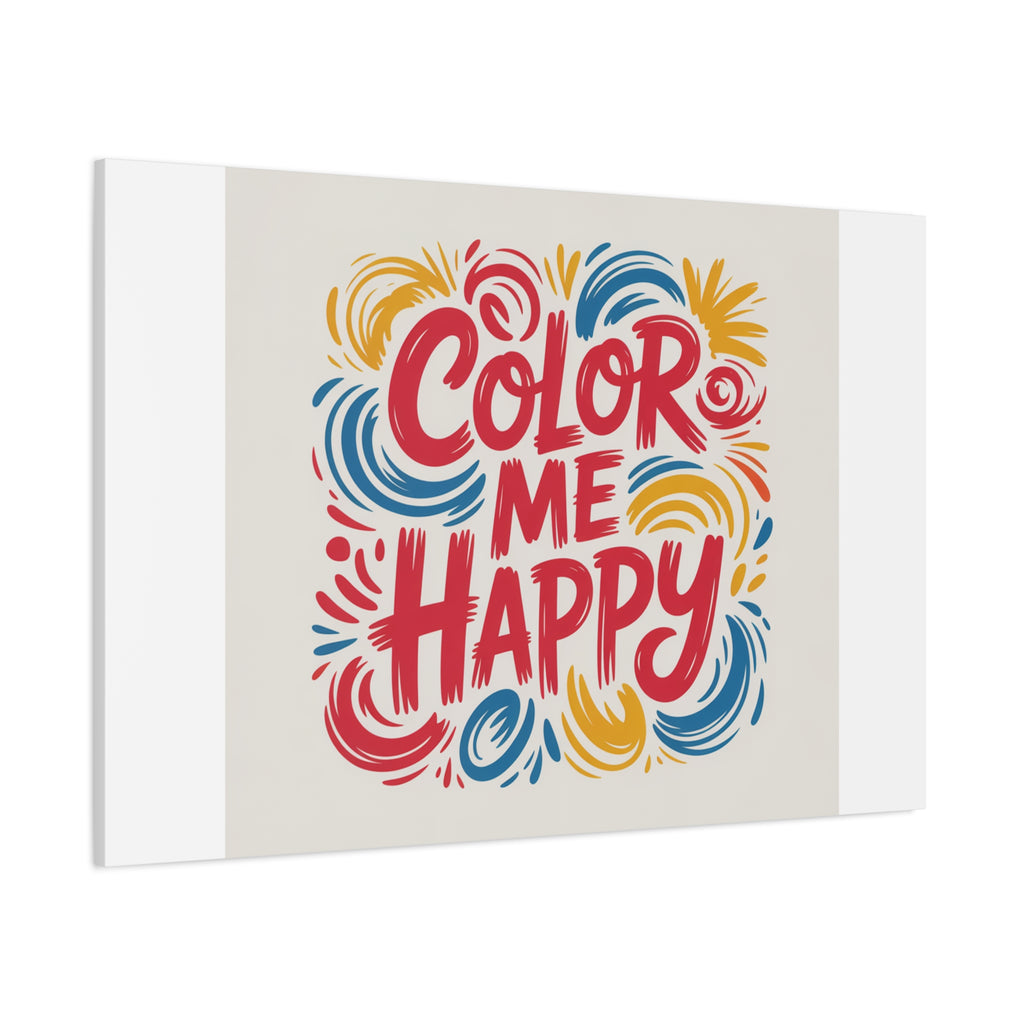 Color Me Happy Canvas Wall Art — Bright Hand-Lettered Inspirational Print