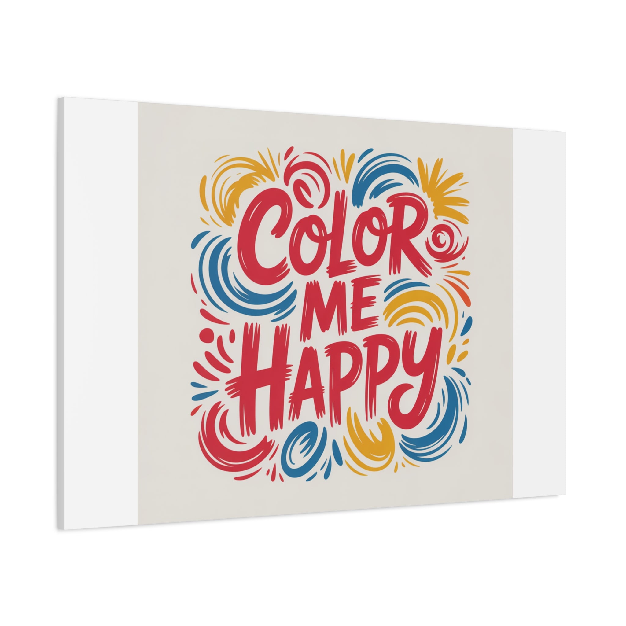 Color Me Happy Canvas Wall Art — Bright Hand-Lettered Inspirational Print
